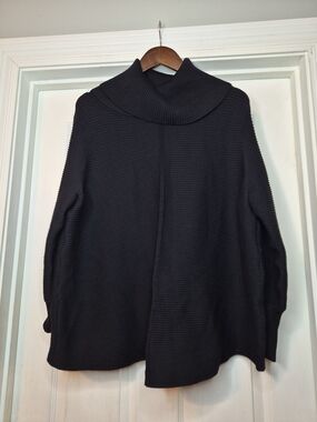 Cyrus Black Ribbed Cowl Neck Sweater 2x
